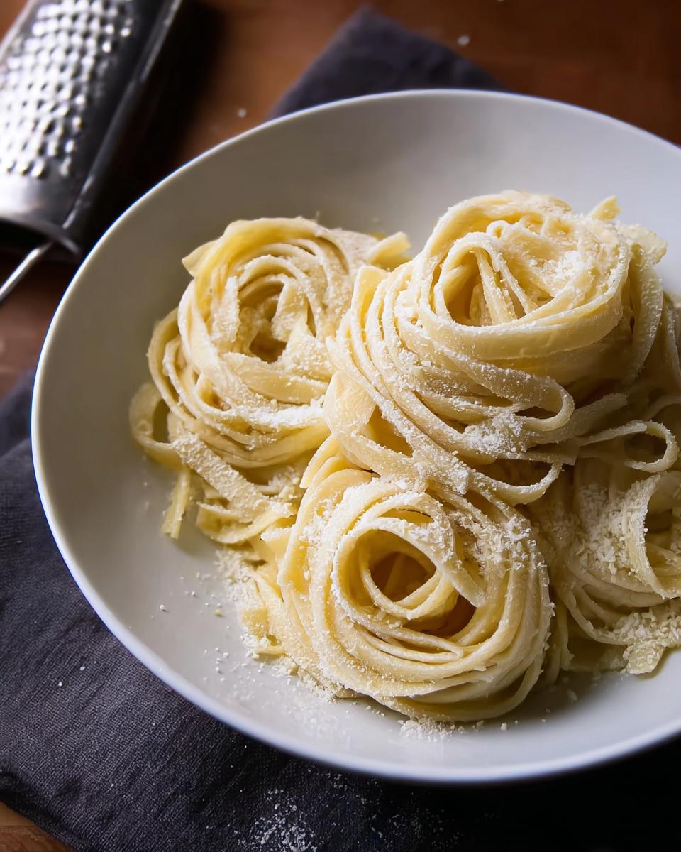 Close-up of freshly made fettuccine pasta nests, sprinkled with grated cheese, part of a homemade pasta recipe.
