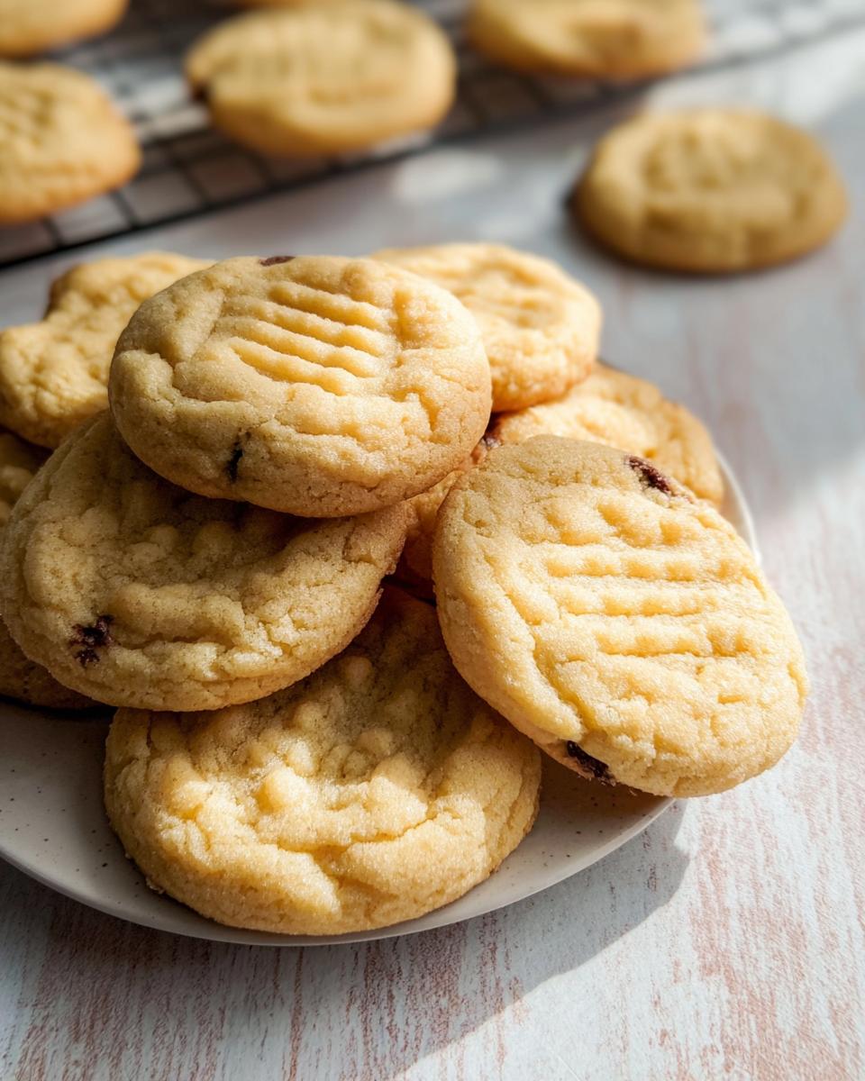 A close-up of a pile of freshly baked peanut butter cookies, perfect for dessert recipes.